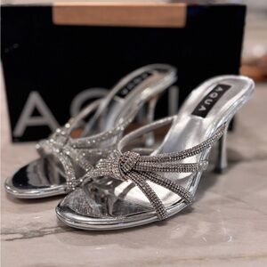 Aqua Silver Heels with Crystal Embellishments